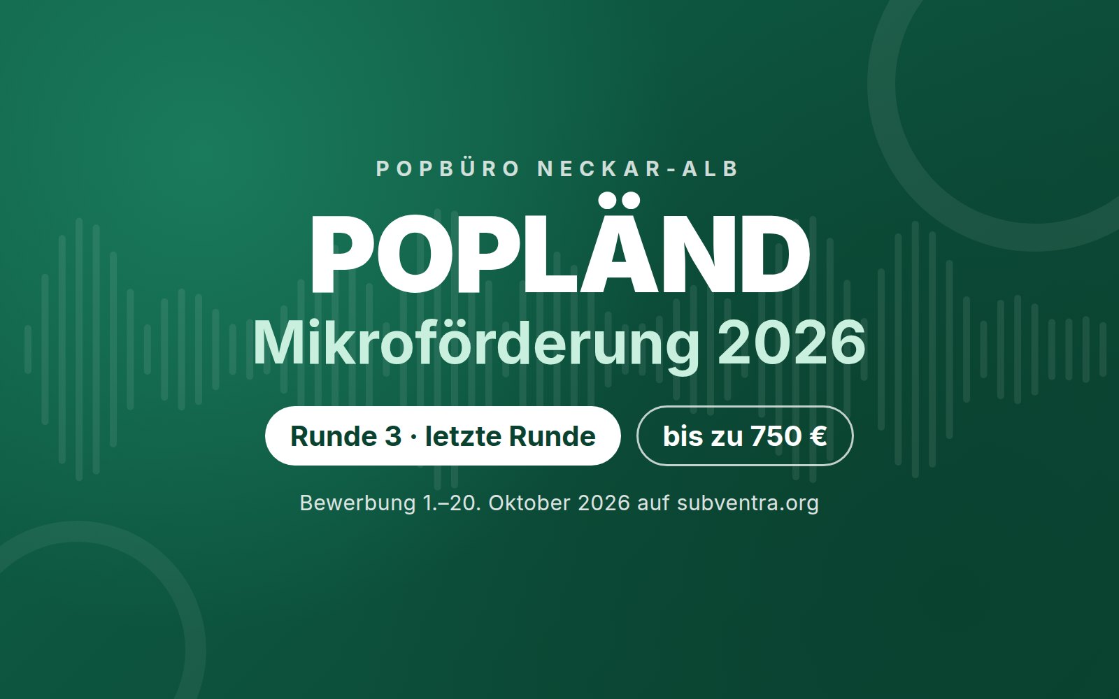 POPLÄND Mikroförderung 2026 - Letzte Runde gestartet